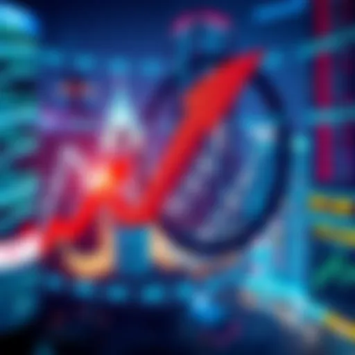 A graphic showing a stock market with arrows going up and down, symbolizing the fluctuations caused by wealthy investors, with a backdrop of a bustling city.