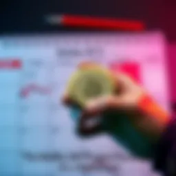 A person holding XRP coins with a weekly calendar in the background, emphasizing a regular investment strategy.