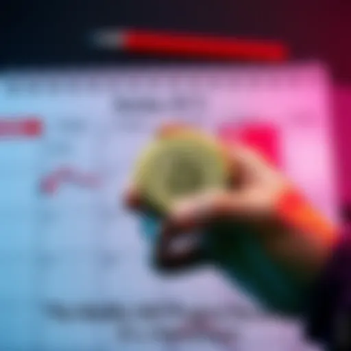 A person holding XRP coins with a weekly calendar in the background, emphasizing a regular investment strategy.