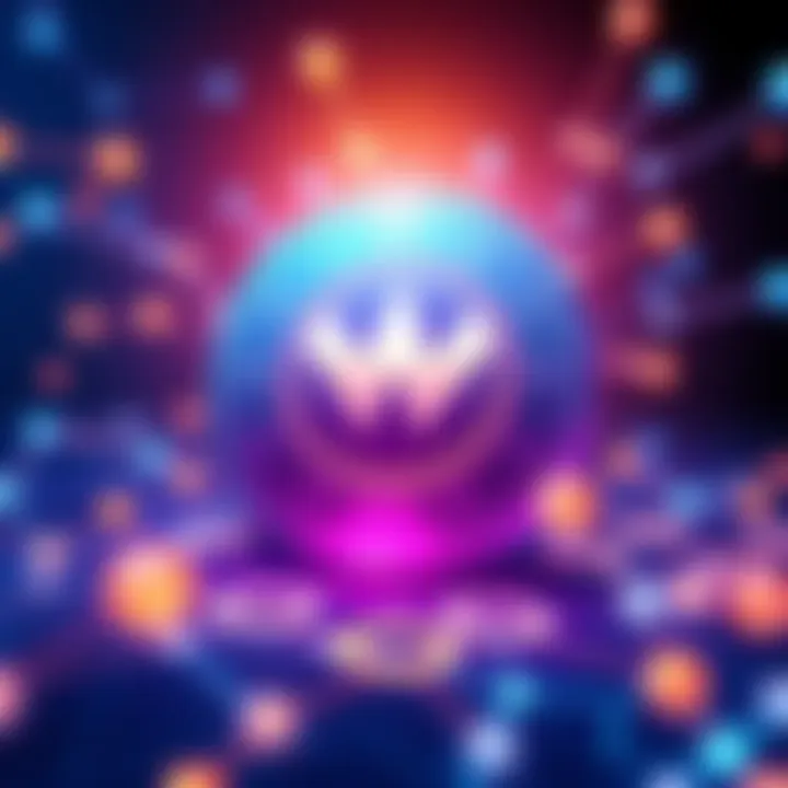 Illustration of the Wormhole token symbolizing multichain transfers, with blockchain networks connected in the background.
