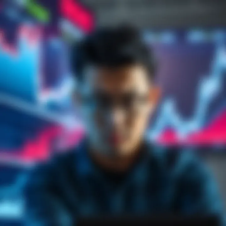 A concerned individual stares at financial graphs on a digital screen, reflecting anxiety over losing investments