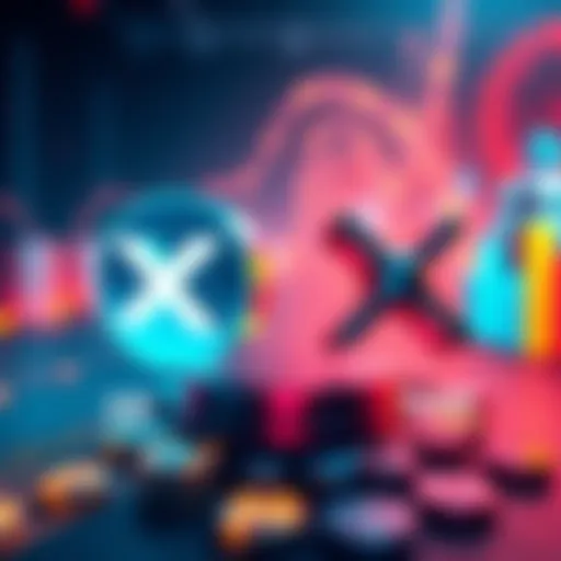 Visual representation of XLM and XRP with icons illustrating peer-to-peer payments and institutional banking