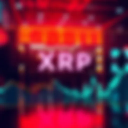A graph showing stagnant XRP prices with market players in the background