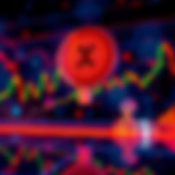 Illustration showing rising XRP prices with charts and graphs