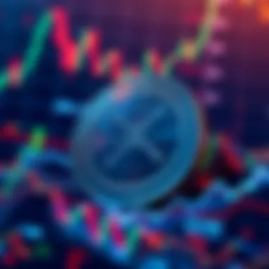 XRP Coin with Declining Value A visual representation of XRP coin surrounded by financial charts showing decline, indicating lack of real value.