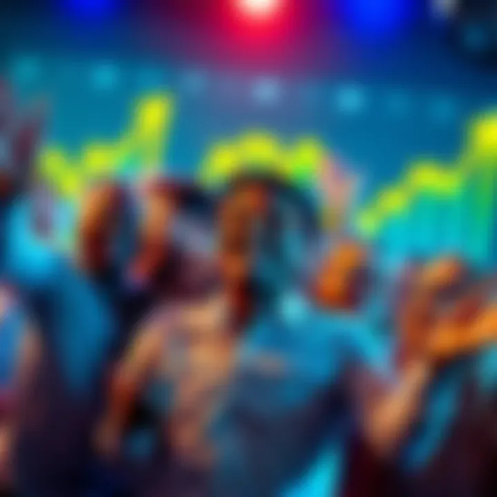 A diverse group of XRP holders smiling and celebrating their investment success, with graphs showing rising trends in the background.