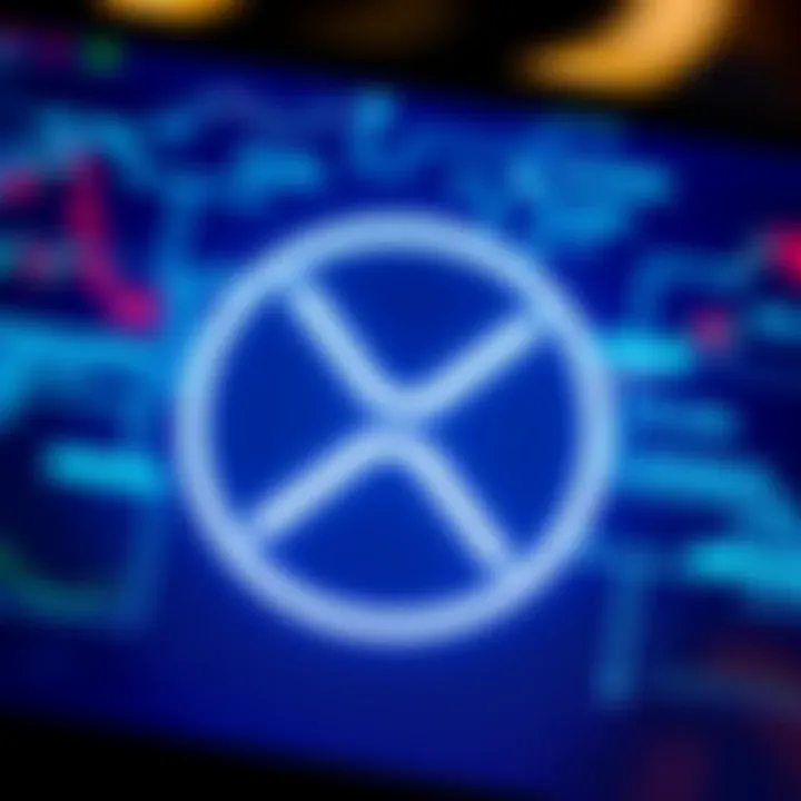 A close-up of the XRP logo displayed on a digital screen, highlighting the challenges of buying XRP on exchanges.