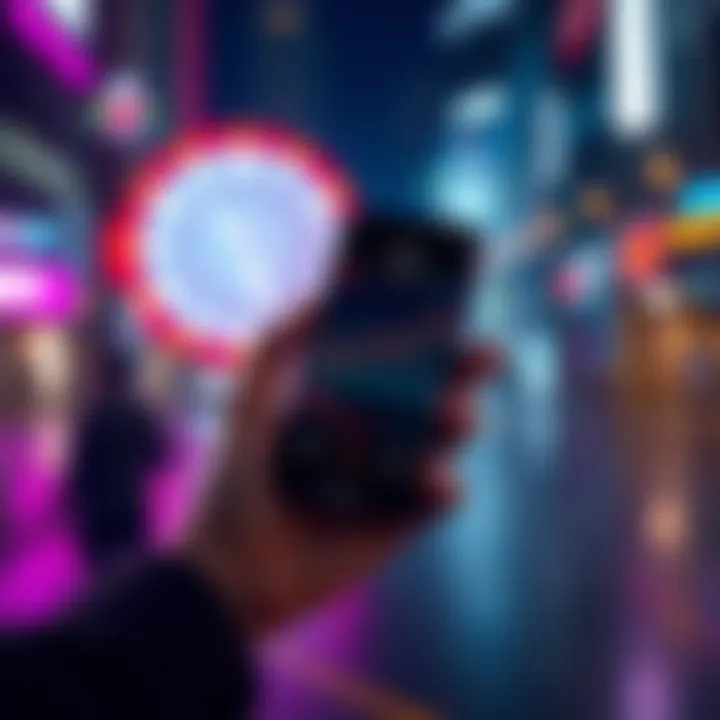 A person holding a smartphone displaying XRP price chart with a local time clock showing 1pm GMT+7 in the background.