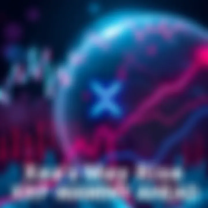 Graph showing XRP value increase with a backdrop of world map symbolizing global tensions.