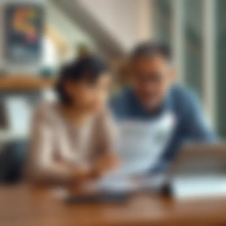 A young adult and their parent sitting at a table, looking at documents related to identity verification, showing a concerned expression.