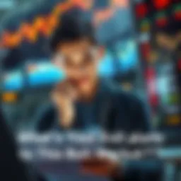 A 25-year-old looking thoughtfully at financial reports and charts, considering investment options in a bull market.