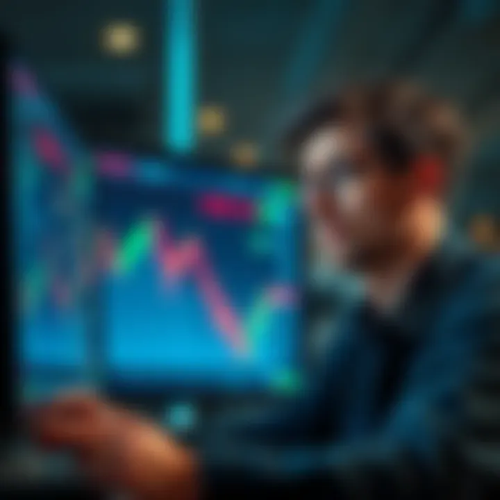 A worried investor looking at a screen displaying Zcash's declining price chart